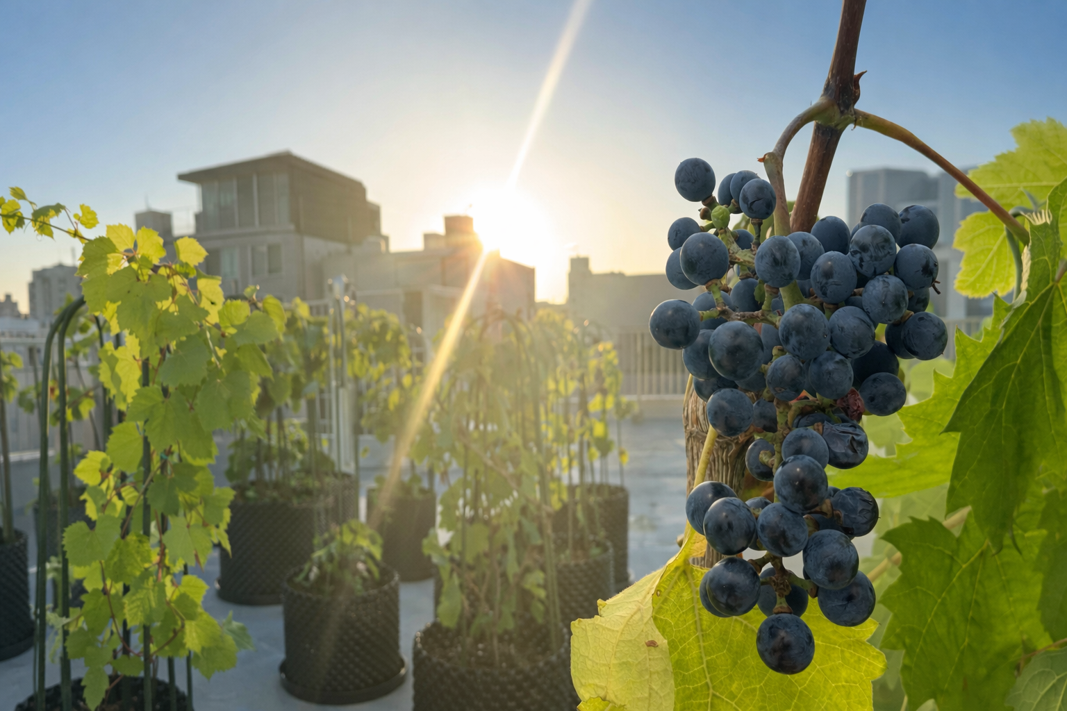 都市の屋上から広がるワインづくり