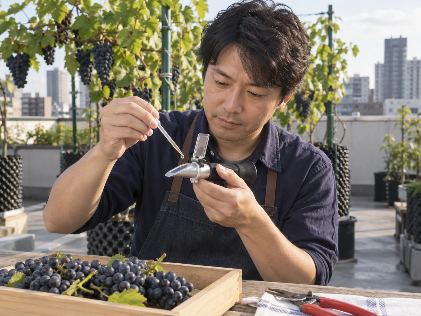 成熟したぶどうを収穫する様子